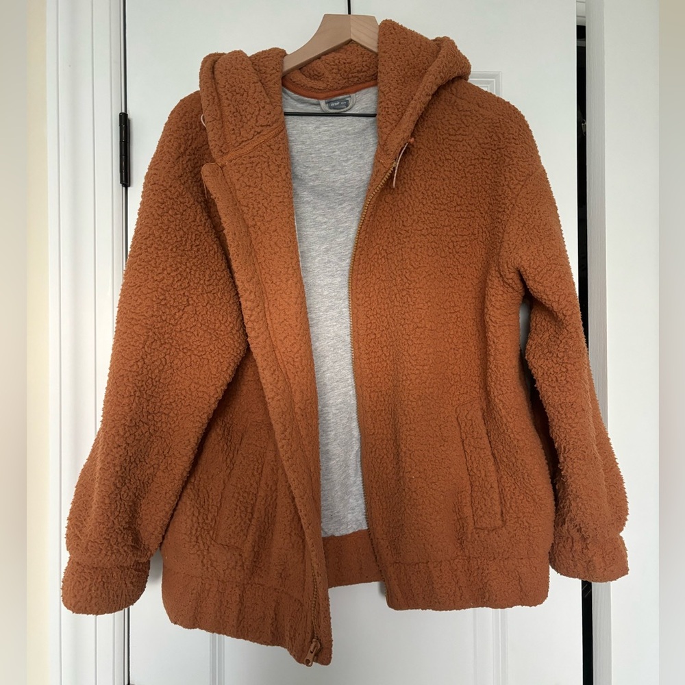Aerie Brown/ Orange Oversized Teddy Sherpa Jacket / Sweater Jacket Size XS